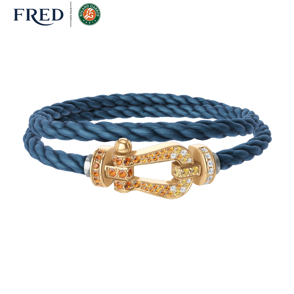 フォース10ブレスレット #FredxRolandGarros 18Kイエローゴールド ダイヤモンド カラーストーン ラージモデル - Fred  Paris